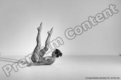 Nude Gymnastic poses Woman White Moving poses Slim long brown Dynamic poses Pinup